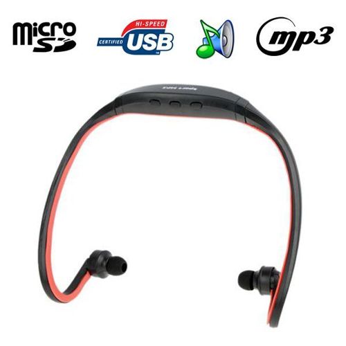 Casque MP3 sport sans fil lecteur audio Micro SD Running vélo Noir 8Go YONIS