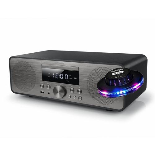 Micro Chaîne-hifi Muse M-80DJ, Bluetooth, lecteur CD, CD-R/RW, MP3/USB  /Radio FM - Écran LED rétro-éclairage blanc, Light OVNI