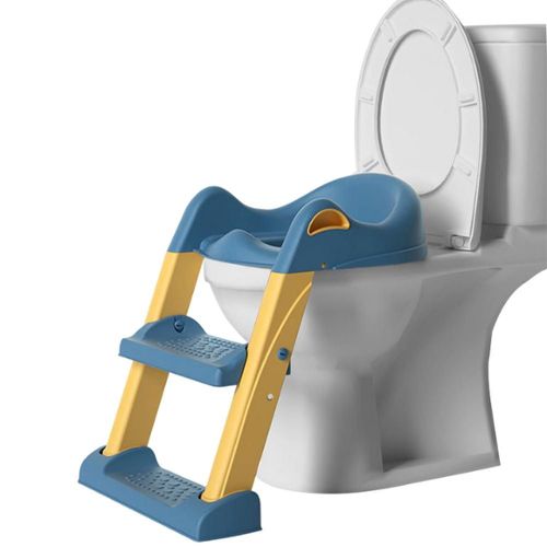 Reducteur WC avec Escalier Ajustable Siège Toilette avec Escalier pour  Filles Et Garçons, Pliant Reducteur Toilette avec Escalier avec Dossier
