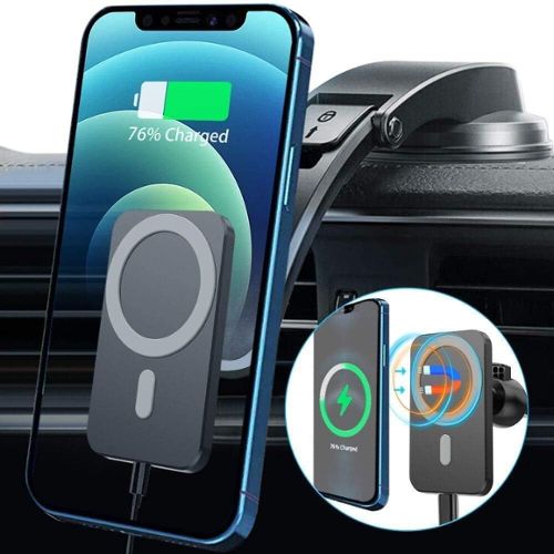 Chargeur sans Fil Voiture, Support de Voiture de Charge sans Fil à  Induction Automatique 15W pour iPhone/Galaxy, avec 3 Adaptateurs  Magnétiques pour