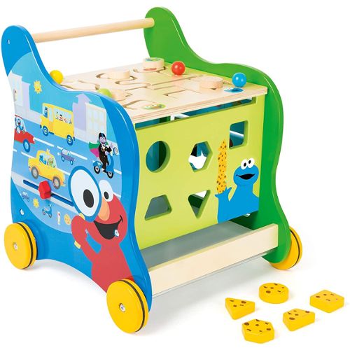 Dessin animé créatif éléphant chariot en bois jouet enfants apprentissage  précoce marche Puzzle chariot jouet