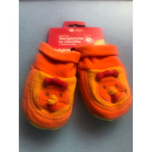 chaussons naissance bébé /chausson bebe/chausson bebe laine orange
