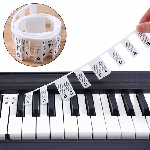 Étiquettes de Notes Piano, Amovible Autocollants Clavier Piano Électrique  61 Touches pour Débutants Silicone Réutilisable Aut