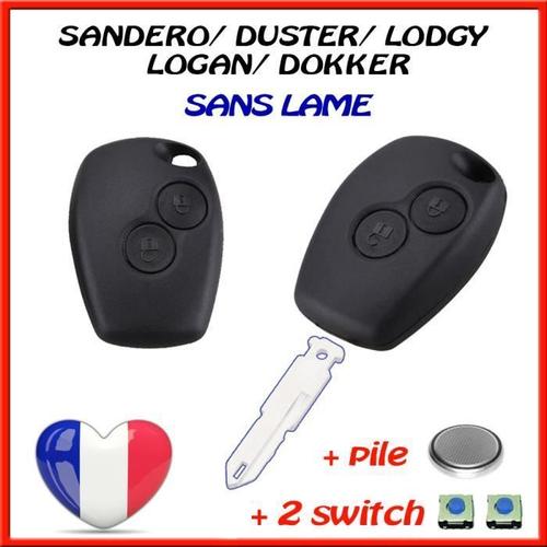 Coque cle plip boitier Dacia Sandero Logan Duster Vivaro 2 boutons