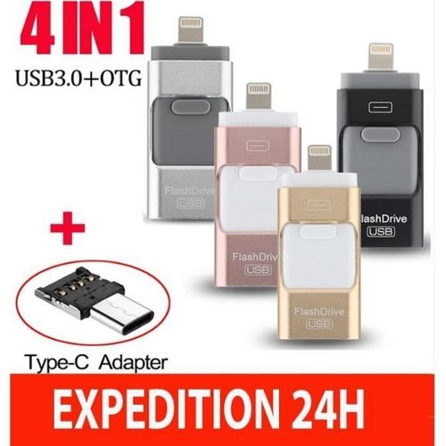 Clé USB iDiskk 3 en 1 256 Go Type-C pour iPhone, Stockage iPhone