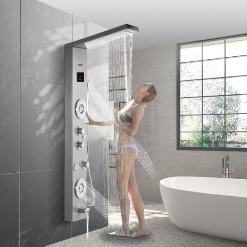 Colonne de douche blanche/grise de style courant constant avec affichage  numérique à LED