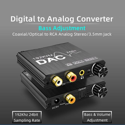 Dac- Digital Spdif 3..5 Optique vers analogique L / r Rca Convertisseur  Optique Vers 3,5 mm