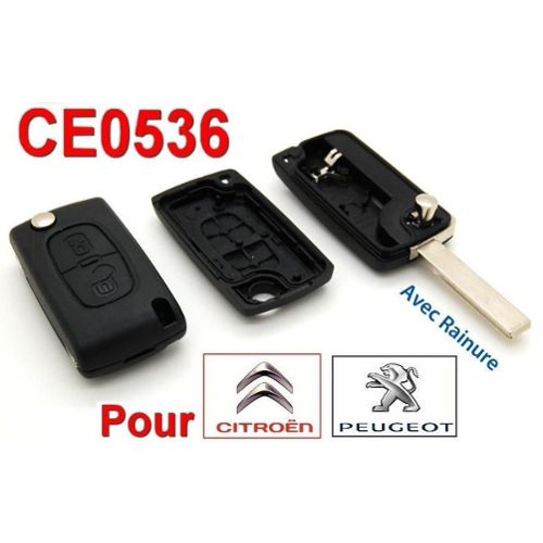 Coque clé 2 boutons auto modifié Peugeot 107, 307, 307CC, Citroen C1, C2, C3