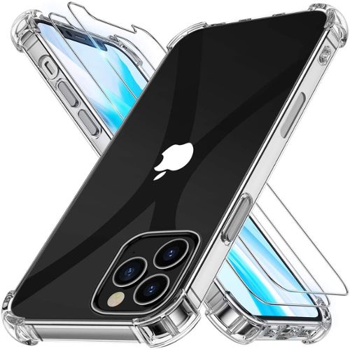 Coque iPhone 14 Plus Antichoc Silicone bords renforcés + 2 Vitres en verre  trempé Protection écran - Evetane