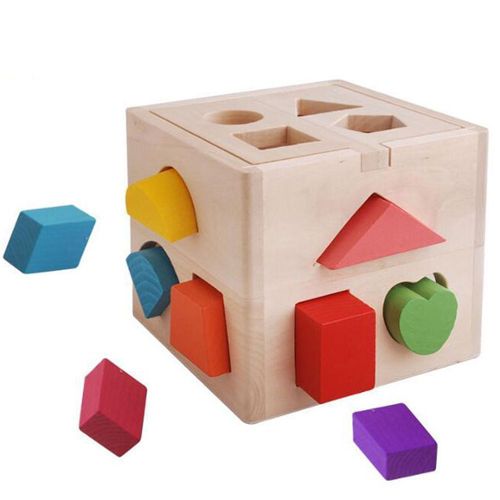 20 bloc construction bois jouet cube animal bebe enfant pas cher 