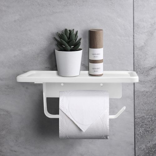 Porte-papier toilette mural avec étagère, porte-rouleau de papier toilette  auto-adhésif en acier inoxydable, porte-papier toilette avec plate-forme de  rangement pour toilettes salle de bain cuisine