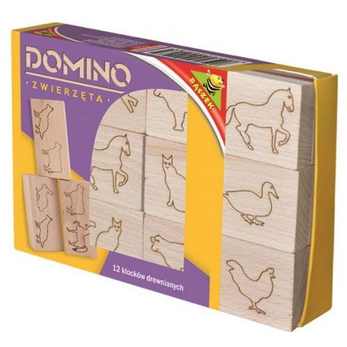 Jeu Domino Enfant 15 Pcs Blocs de Domino Ensemble Jouet d'empilage Jeu de  Construction Puzzle en Bois Motif Animal Cadeau pour Enfants 3 Ans