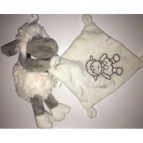 MOTS D'ENFANTS doudou plat mouton agneau foulard