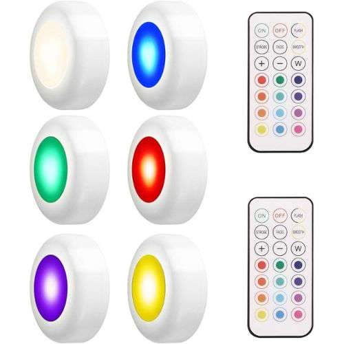 Spot LED Sans Fil Autocollant Dimmable - Lampe Placard à Pile avec  Télécommande (RGB)