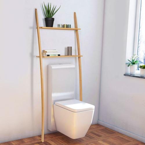 COSTWAY Meuble WC au-Dessus de Toilettes en Bois 3 Étagères avec Porte  Coulissante pour Salle