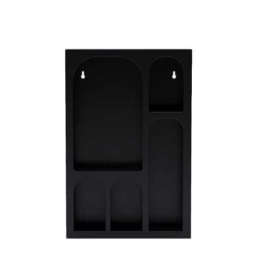 Armoire murale de rangement salle de bain avec porte miroir étagère niche  acier inox. noir
