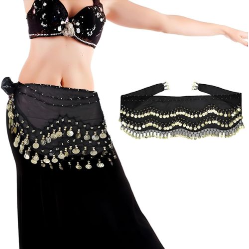 Foulard de danse orientale brillant noir et or - 15,50 €
