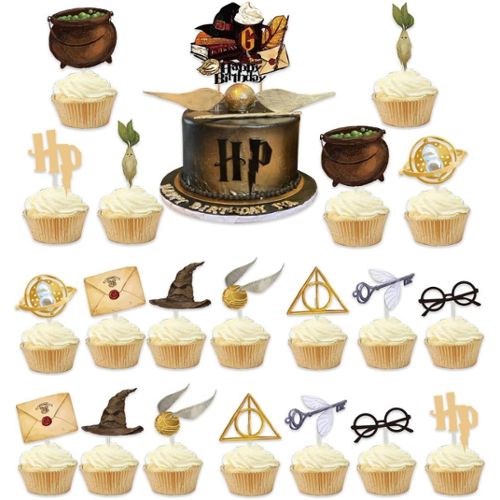 Décorations de D'anniversaire Harry Potter Ballons Joyeux Anniversaire  Bannière Décorations de Gâteau pour Enfants Magicien Wizard Déco de fête à
