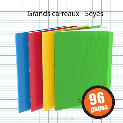 Cahier petits carreaux Seyès, (17x22cm), 32 pages, polypro vert