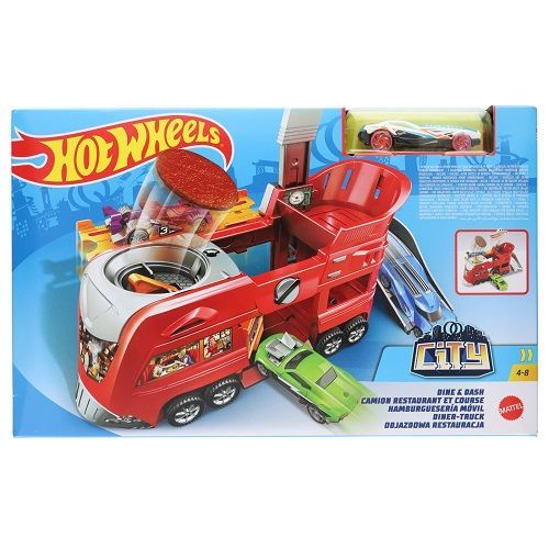Hot Wheels City Course Givrée GJK74 jouet pour enfant coffret de jeu pour petites voitures à connecter avec circuit et pistes 