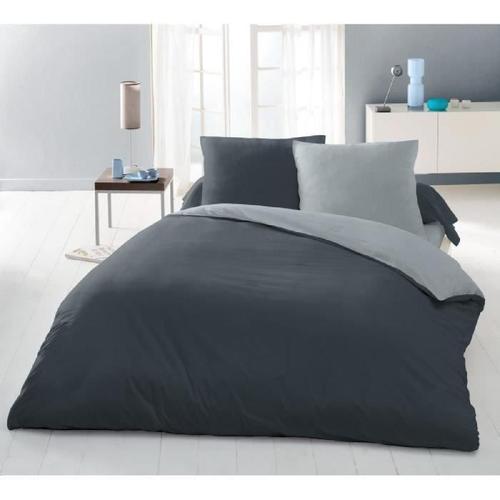 Housse de couette bicolore en percale - Blanc et Couleurs