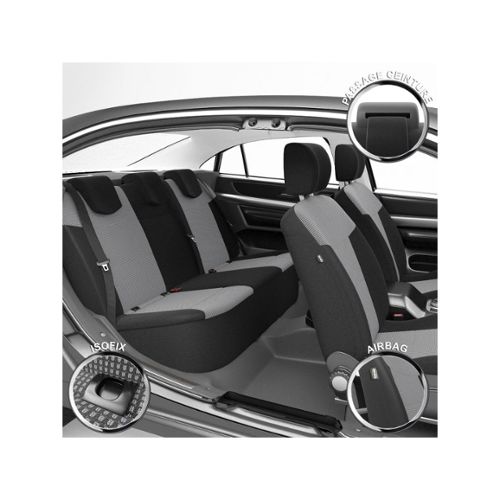 ORAWLE Ensemble complet de housses de siège auto universelles pour  Renault-Clio III/Renault-Clio Accessoires de voiture : gris