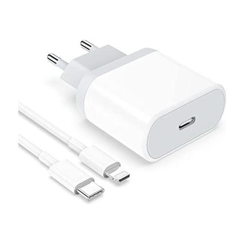 Chargeur Cable USB C+ Adaptateur 20W Rapide pour iPhone  13/12/11/XR/Xs/Max/8/7