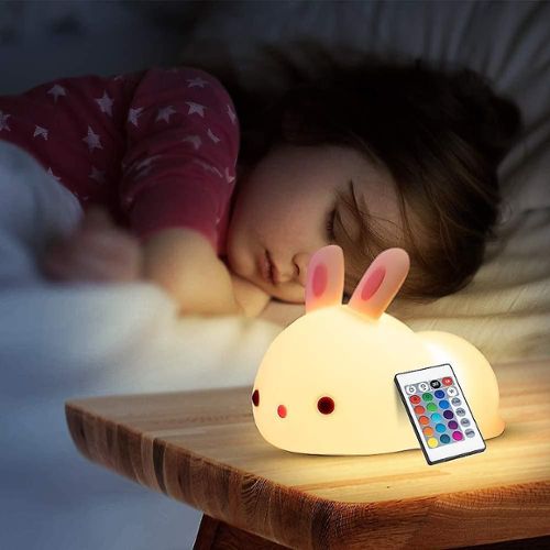 Veilleuse Bébé,Veilleuse Enfant Bebe Lapin,Lampe de Chevet Tactile,Veilleuse  LED Rechargeable USB,Veilleuse Portable
