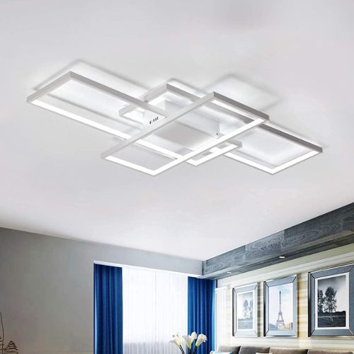 Plafonnier LED Moderne, Éclairage de Plafond Dimmable 2700K-6500K avec  Télécommande, Lustre Carré Acrylique 60CM pour Chambre à Coucher, Salon  (100W