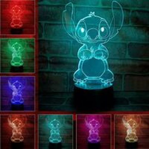 Veilleuse Stitch pour enfant. Lampe Lilo et Stitch. Lampe illusion 3D 7  couleurs