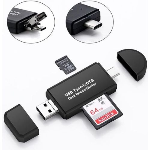 Avizar Mini Lecteur Carte micro SD et TF, Adaptateur USB-C 3.1