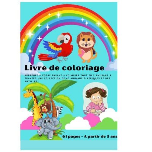Grand livre de coloriage enfant: 55 Dessins à Colorier d'Animaux