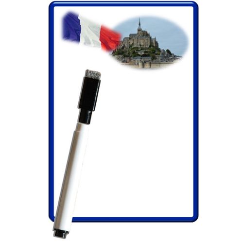 Pense bête effaçable magnétique photo Mont Saint Michel 15x10cm avec  marqueur