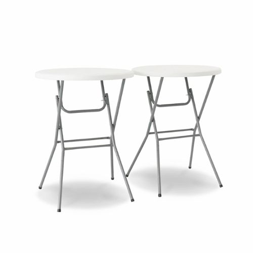 CASARIA® Table haute pliante blanche Table de bar Ø 60cm Mange-debout rond  Table de