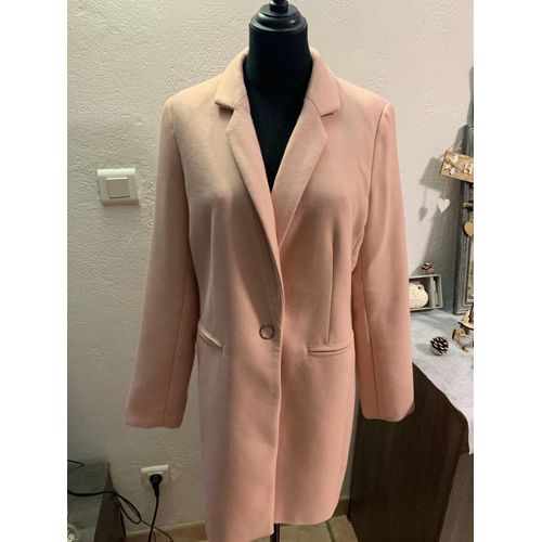 robe manteau rose poudré
