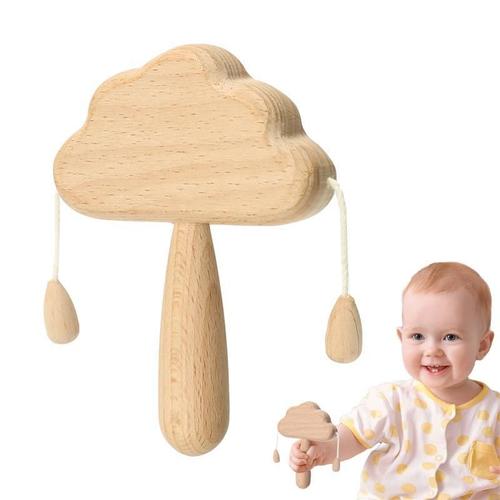 1 paire de maracas en bois durable Grand jouet d'instrument éducatif  musical de 25cm pour enfants