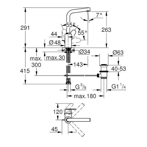 Mitigeur de Vasque / Lavabo Haut Doré Brossé NYTIA by Eurosanit