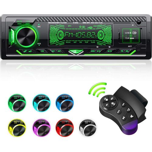 IEGEEK Autoradio Bluetooth, 1 Din Poste Radio Voiture, 7 Couleurs d  'éclairage FM/AM/MP3/SD/USB Multimédia Player + Télécommande