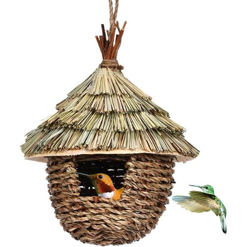 Maison d'oiseau Wren Finch, cabane à oiseaux suspendue à l'herbe, maison de