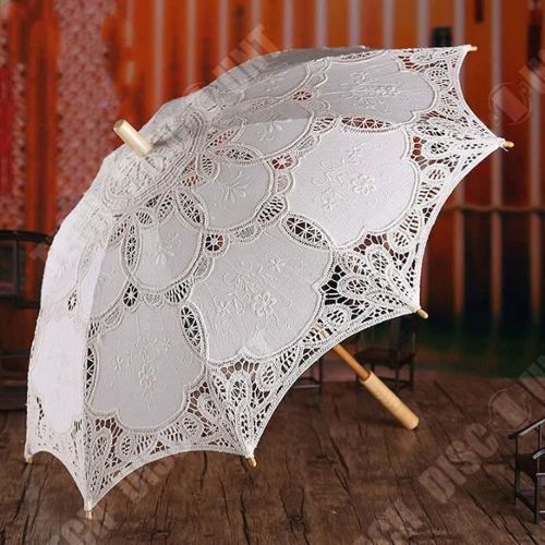 TD® Chic parapluie en bois avec dentelles fait à la main pour