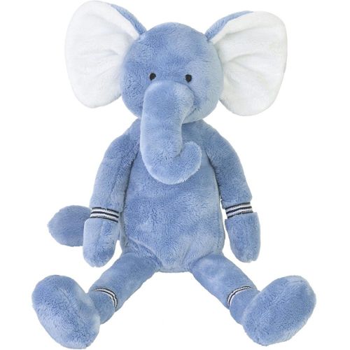 Nicotoy Peluche géante éléphant assis beige bleu 40 cm