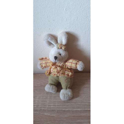 Peluche doudou Lapin gris orange Carotte FIZZY Lapi Choco 32 cm