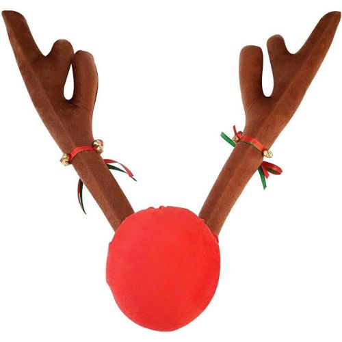 Peluche renne Cerf ou élan MOONFLOWER Père Noël habit rouge 30 cm 