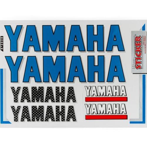 Planche de stickers autocollant YAMAHA DUNLOP bleu et blanc pour