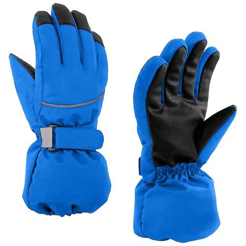 Gants de Ski Enfant Moufles de Ski Fille Garçon Chaud Étanches Protègent du  Vent avec Doublure en Polaire Gants de 6 à 12 Ans(Bleu)