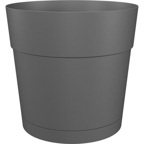 Pot a fleurs et plantes rond CAPRI LARGE - Plastique - Réservoir d'eau -  diametre 35 cm - Taupe - ARTEVASI