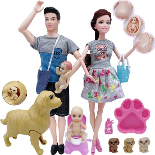 Taille DY154-1 6 poupées barbie enceintes à la mode, 11.5 pouces, famille  heureuse, poussette, berceau de bébé, petit biberon, jouet pour enfants,  accessoires, cadeau