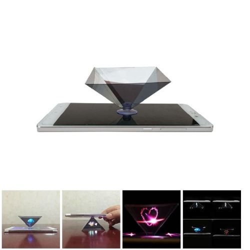 Affichage Pyramide Hologramme 3D - Vidéo Projecteur 3D - Écran Hologramme -  Support Universal pour Téléphone Mobile et Tablettes