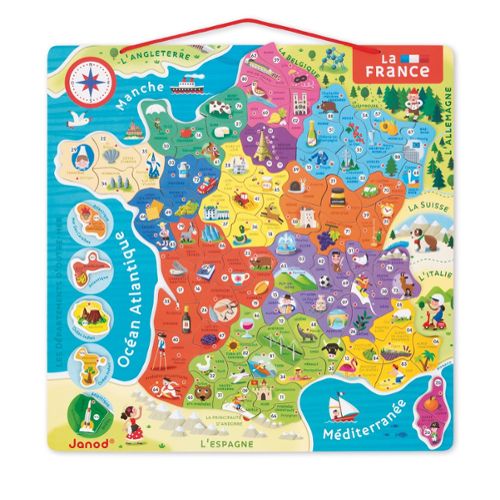 Carte de France Magnetique pour tableaux, frigo - Magnet educatif enfant -  Puzzle Jeujura