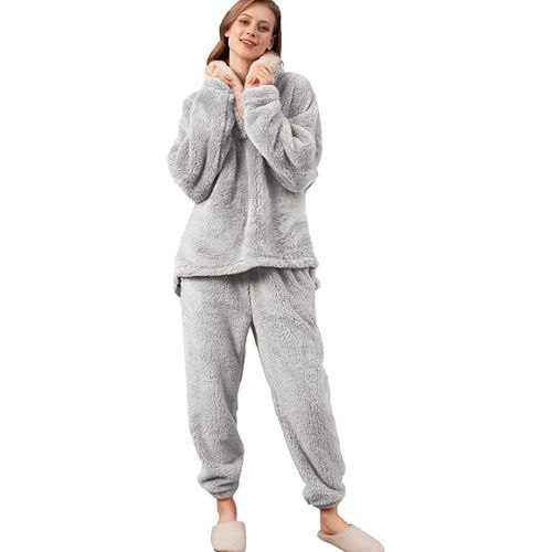 Pyjama femme polaire doux survêtement épais chaud